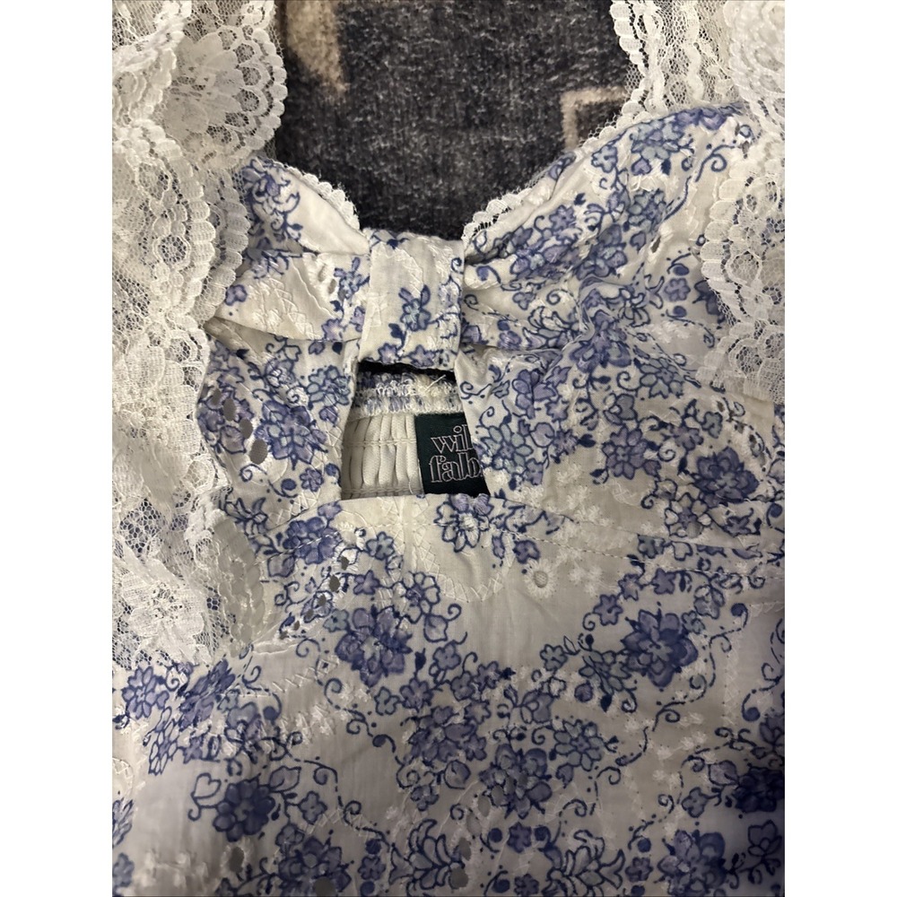 Women's Size XS Lace Tie Strap Tank Top - Wild Fable™ Blue Floral - Picture 2 of 6